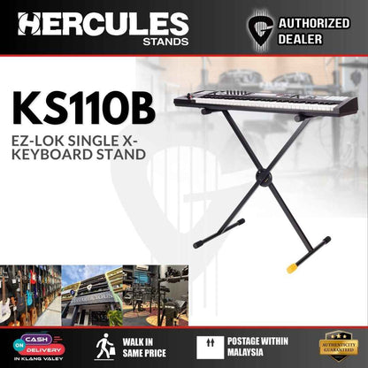 Hercules KS110B EZ-Lok Single-X Keyboard Stand — lightweight single-tier X-frame desig - (KS110B)