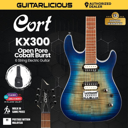 Cort KX300 Electric Guitar with Bag - Open Pore Cobalt Burst
