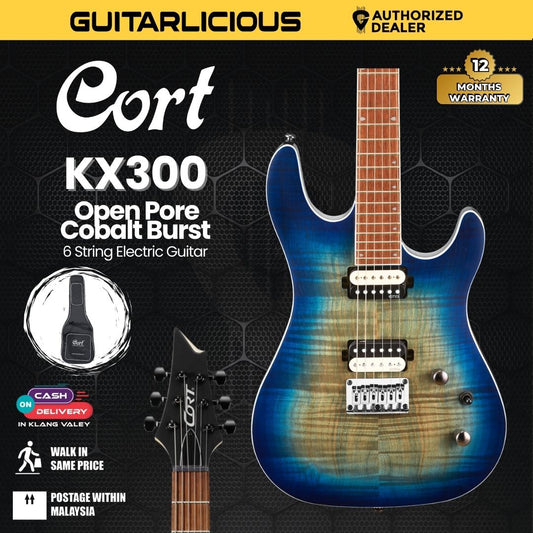 Cort KX300 Electric Guitar with Bag - Open Pore Cobalt Burst