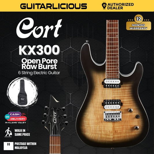 Cort KX300 Electric Guitar with Bag - Open Pore Raw Burst