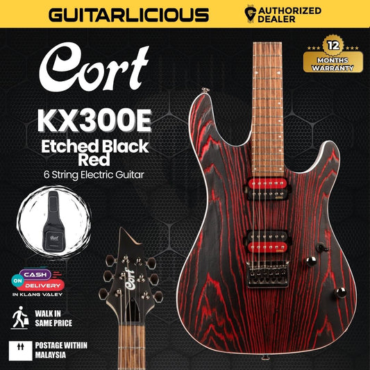 Cort KX300 Etched Electric Guitar with Bag - Etched Black Red (PRE-ORDER)