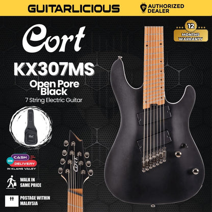 Cort KX307MS Electric Guitar with Bag / KX307 Multi Scale- Open Pore Black