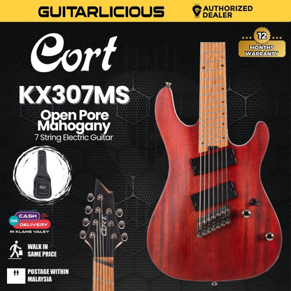 Cort KX307MS Electric Guitar with Bag / KX307 Multi Scale - Open Pore Mahogany