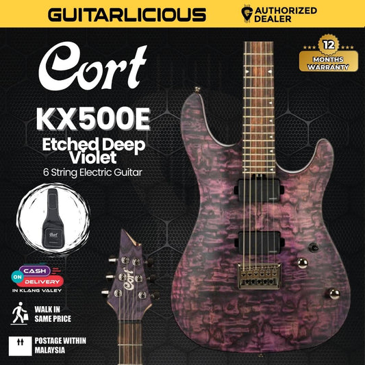 Cort KX500 Etched Electric Guitar with Bag - Etched Deep Violet