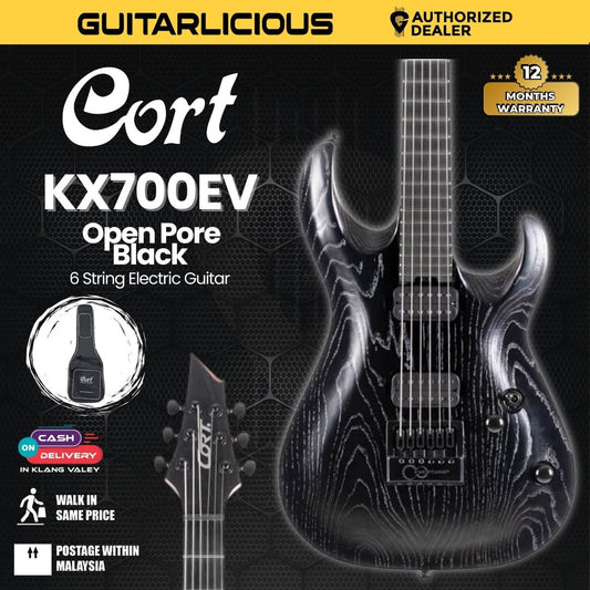 Cort KX700 EverTune Electric Guitar with Bag - Open Pore Black