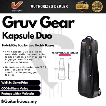 Gruv Gear Kapsule Duo Hybrid Gig Bag for two Electric Basses - Black