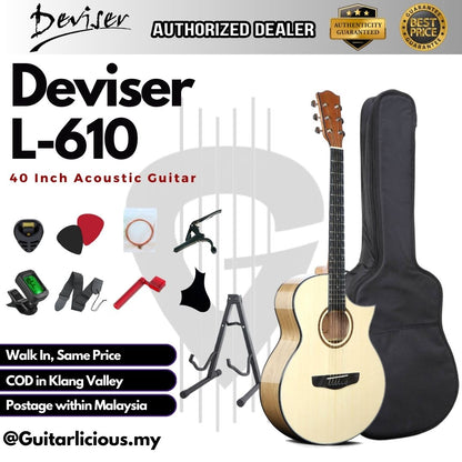 Deviser 40 inch Acoustic Guitar - All Natural ( L-610 / L610 / L 610 )