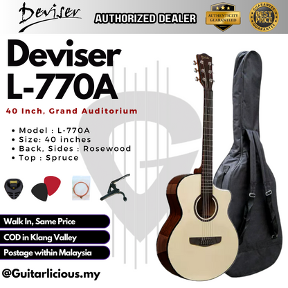 Deviser 40 inch Grand Auditorium Acoustic Guitar L-770A ( L770A / L 770 )