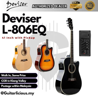 Deviser 41 inch Semi Acoustic Guitar with EQ / Pick Up (L-806 / L806 / L806EQ)