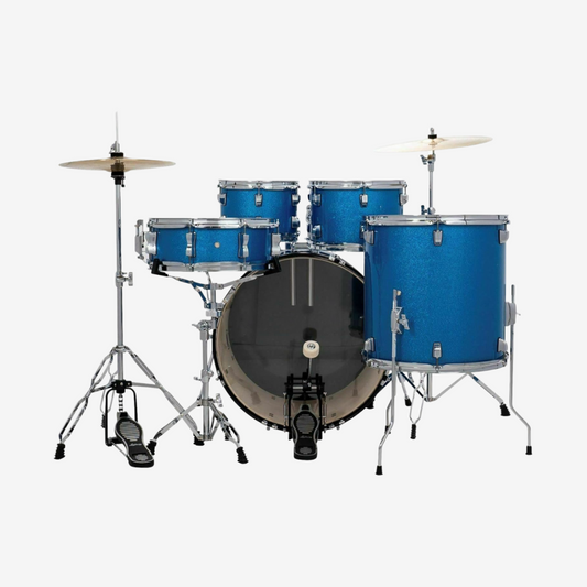 Ludwig LC19519 Accent Drive 5-Piece Drums Set w/Hardware+Throne+Cymbal - Blue Sparkle