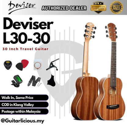 Deviser 30 inch Acoustic Travel Guitar, Sapele Top ( L30-30 / L30 )