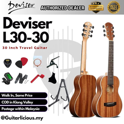 Deviser 30 inch Acoustic Travel Guitar, Sapele Top ( L30-30 / L30 )