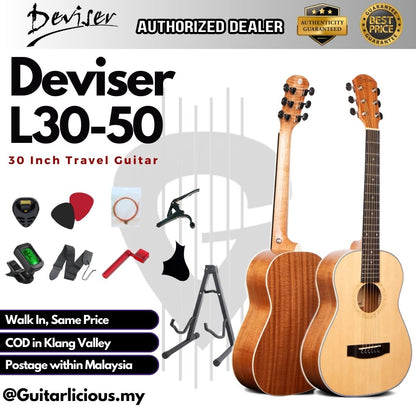 Deviser 30 inch Acoustic Travel Guitar, Spruce Top ( L30-50 / L30 50 )