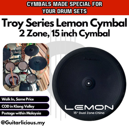 Lemon Cymbal (Troy Series) - 360 degree, Cymbal with Choke (Suitable for all Digital Drums) - 9 / 12 / 13 / 15 / 18 inch