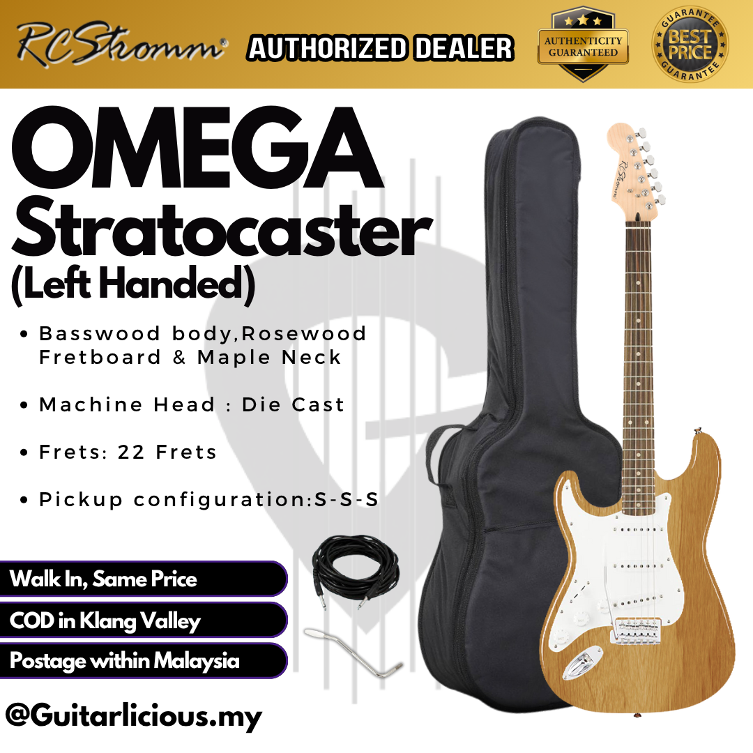 Omega Series LEFT HANDED Stratocaster Electric Guitar with SSS PIckup & Tremolo