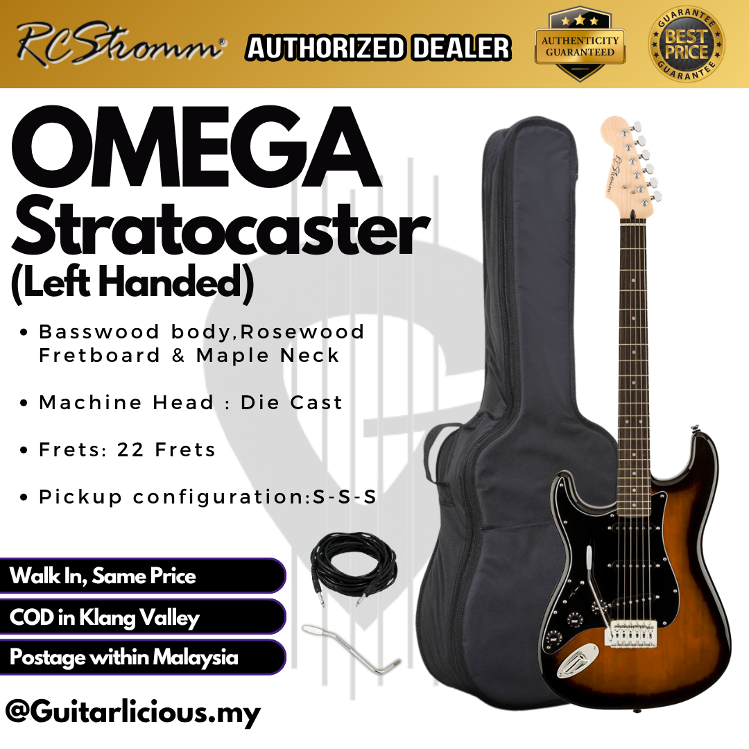 Omega Series LEFT HANDED Stratocaster Electric Guitar with SSS PIckup & Tremolo