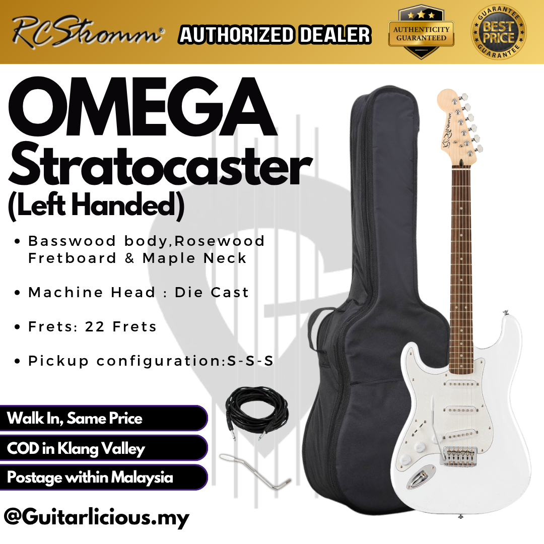Omega Series LEFT HANDED Stratocaster Electric Guitar with SSS PIckup & Tremolo