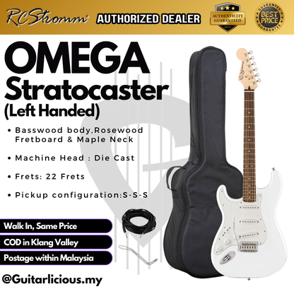 Omega Series LEFT HANDED Stratocaster Electric Guitar with SSS PIckup & Tremolo