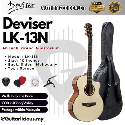 Deviser 40 inch Grand Auditorium Acoustic Guitar LK-13N ( LK13N / LK 13N / LK-13 )