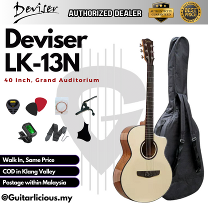 Deviser 40 inch Grand Auditorium Acoustic Guitar LK-13N ( LK13N / LK 13N / LK-13 )