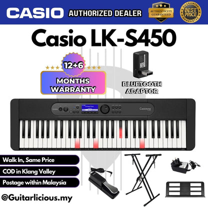 Casio LK-S450 61 key Casiotone Lighting Arranger Keyboard w/ Bluetooth Adaptor Premium Bundle Set LKS450 / LKS 450