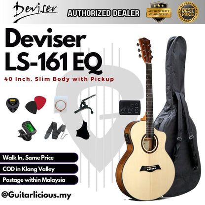 Deviser 40inch Slimbody Acoustic Guitar with EQ / Pick Up - All Natural ( LS-161-EQ / LS161 / LS-161 / EQ )