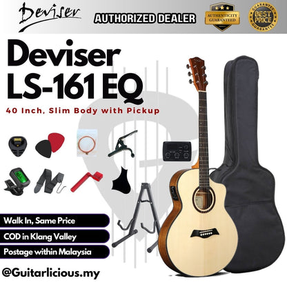 Deviser 40inch Slimbody Acoustic Guitar with EQ / Pick Up - All Natural ( LS-161-EQ / LS161 / LS-161 / EQ )