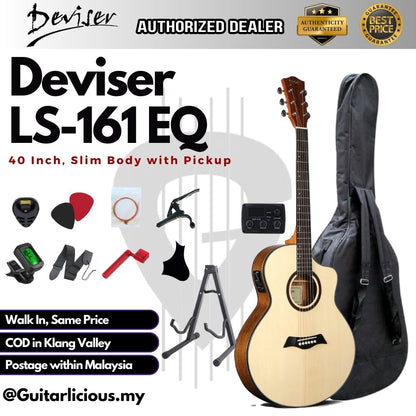 Deviser 40inch Slimbody Acoustic Guitar with EQ / Pick Up - All Natural ( LS-161-EQ / LS161 / LS-161 / EQ )