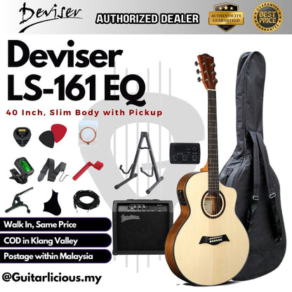 Deviser 40inch Slimbody Acoustic Guitar with EQ / Pick Up - All Natural ( LS-161-EQ / LS161 / LS-161 / EQ )