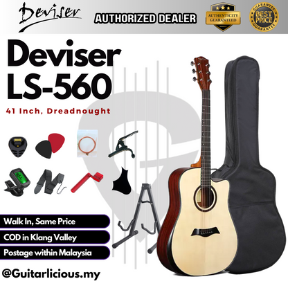 Deviser 41 inch Acoustic Guitar with Armrest - All Natural ( LS-560-41 / LS560 / LS 560 )