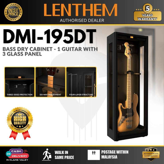 Lenthem Bass Guitar Dry Cabinet for Humidity Control for 1 Bass Guitar with 3 Glass Panel - DMI-195DT