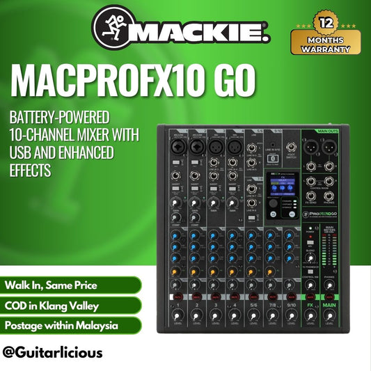 Mackie ProFX10 Go Battery-powered 10-channel Mixer with USB and Enhanced Effects
