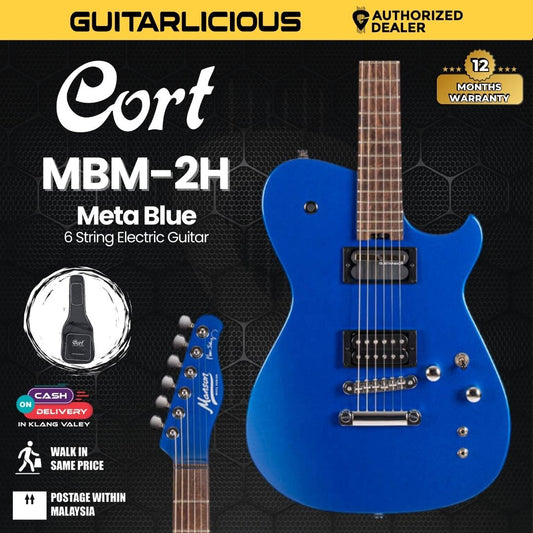 Cort MBM-2H Sustainiac Electric Guitar with Bag - Meta Blue