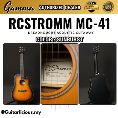 RCStromm MC41 41" Dreadnought 41 inch Acoustic Guitar with Cutaway For Beginners ( MC-41 / MC 41 )