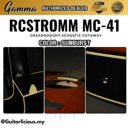 RCStromm MC41 41" Dreadnought 41 inch Acoustic Guitar with Cutaway For Beginners ( MC-41 / MC 41 )