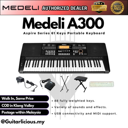 Medeli A300 Aspire Series 61 Keys Portable Keyboard ( A-300 / A 300 )