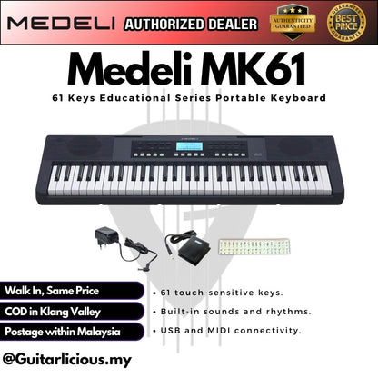 Medeli MK61 61 Key Educational Series Portable Keyboard - Black ( MK-61 MK 61 )