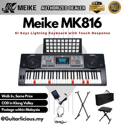 Meike MK816 61-key Portable Lighting Keyboard with Touch-response ( MK 816 MK-816 )