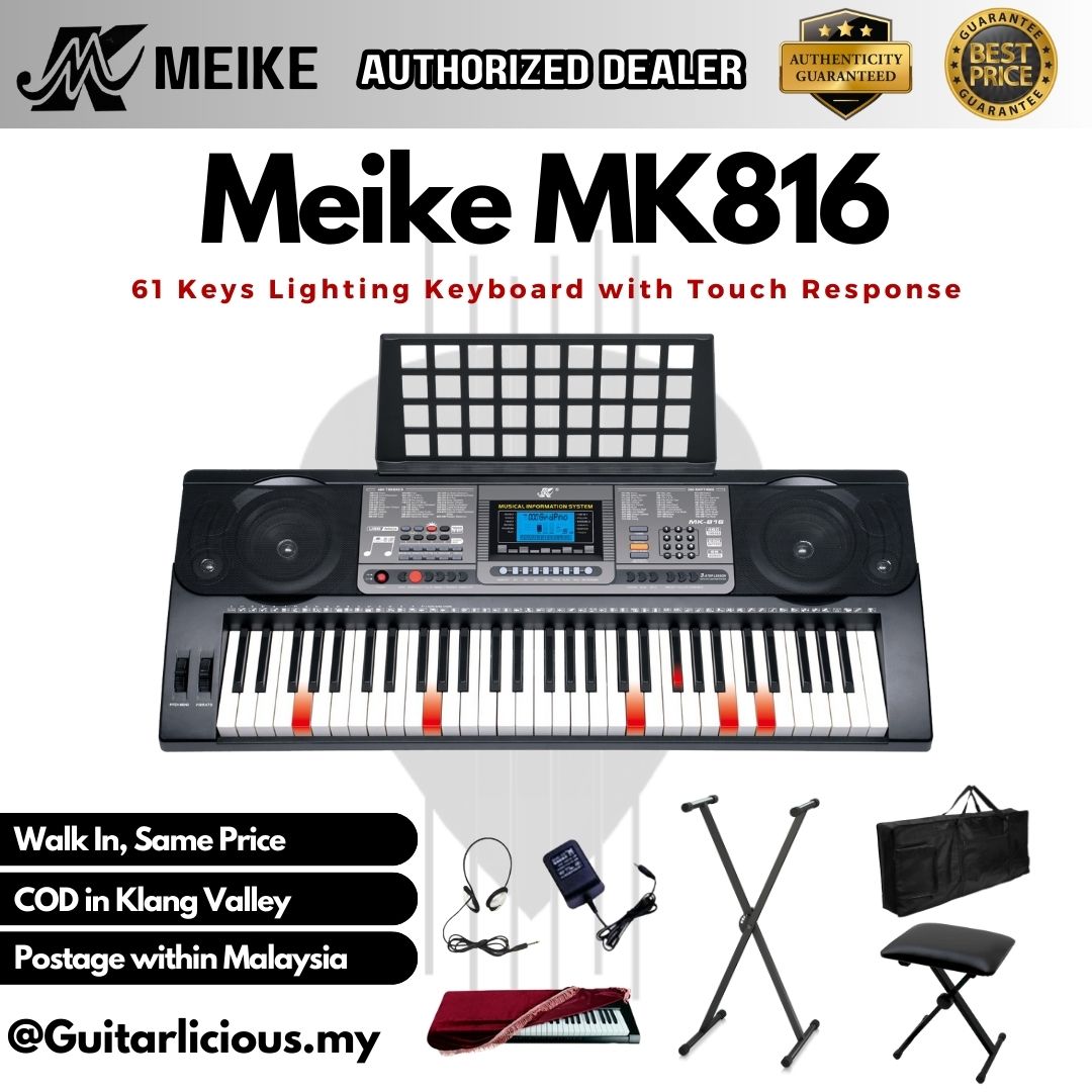 Meike MK816 61-key Portable Lighting Keyboard with Touch-response