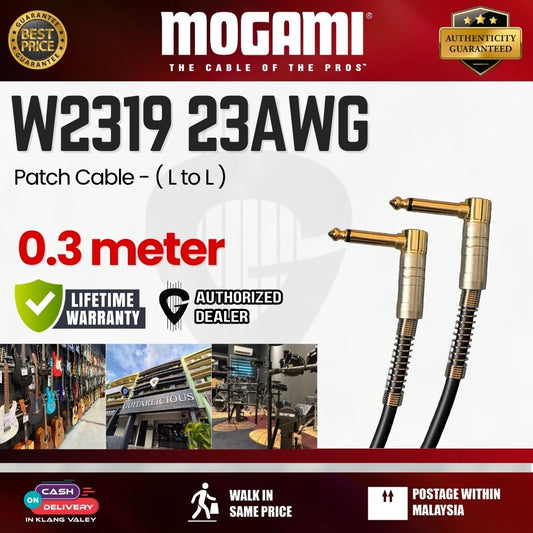 Mogami W2319 23AWG Guitar Patch Cable - 0.3 Meter (L to L)