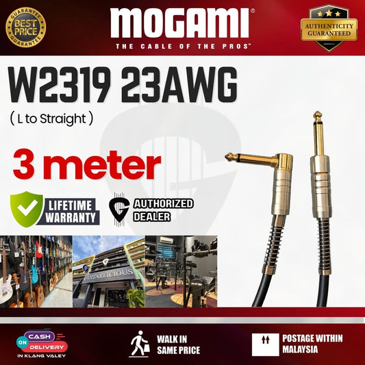 Mogami W2319 23AWG Guitar Cable - 3 Meter (L to Straight)