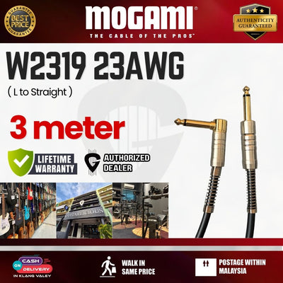 Mogami W2319 23AWG Guitar Cable - 3 Meter (L to Straight)