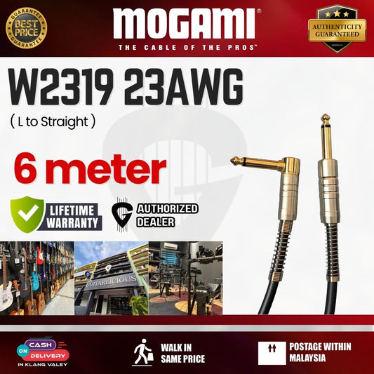 Mogami W2319 23AWG Guitar Cable - 6 Meter (L to Straight)