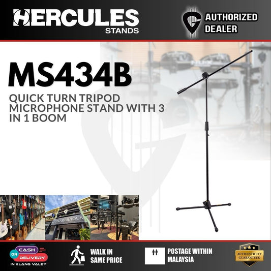 Hercules MS434B Quick Turn Tripod Mic Boom Stand  - (GS200B)
