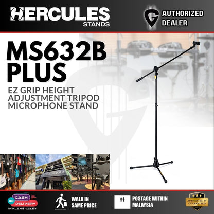 Hercules MS632B PLUS Tripod Mic Boom Stand  - (MS632B)
