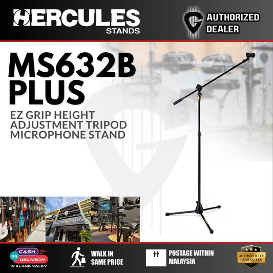 Hercules MS632B PLUS Tripod Mic Boom Stand  - (MS632B)