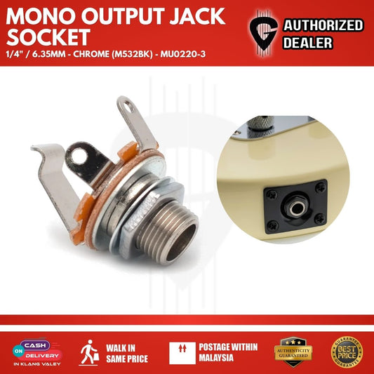 1/4" / 6.35mm Mono Output Jack Socket - Black / Chorme ( M532BK / M532/ MU0220-3 )