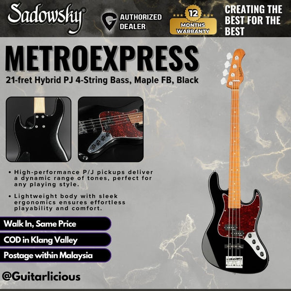 Sadowsky MetroExpress 21-fret Hybrid PJ 4-String Bass Guitar, Maple FB, Black