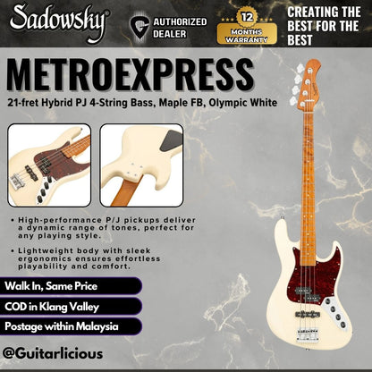 Sadowsky MetroExpress 21品混合PJ四弦贝斯吉他，枫木指板，奥林匹克白
