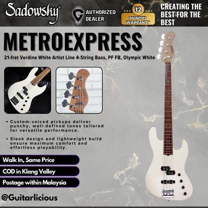 Sadowsky MetroExpress 21-fret Verdine White Artist Line 4-String Bass Guitar, PF FB, Olympic White